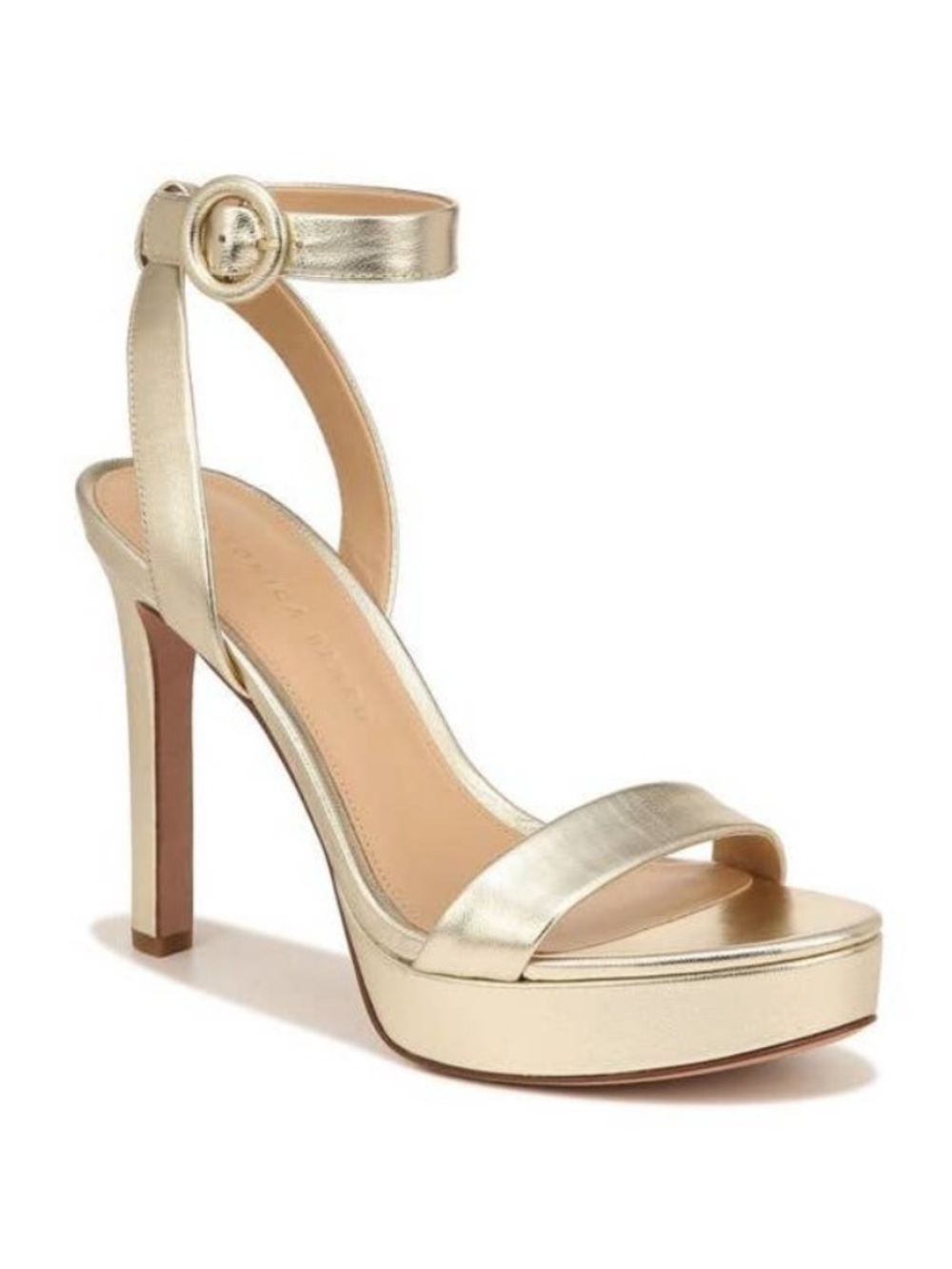 Veronica Beard Darcelle Platform Ankle Wrap Sandals in Platinum Size 8.5 M